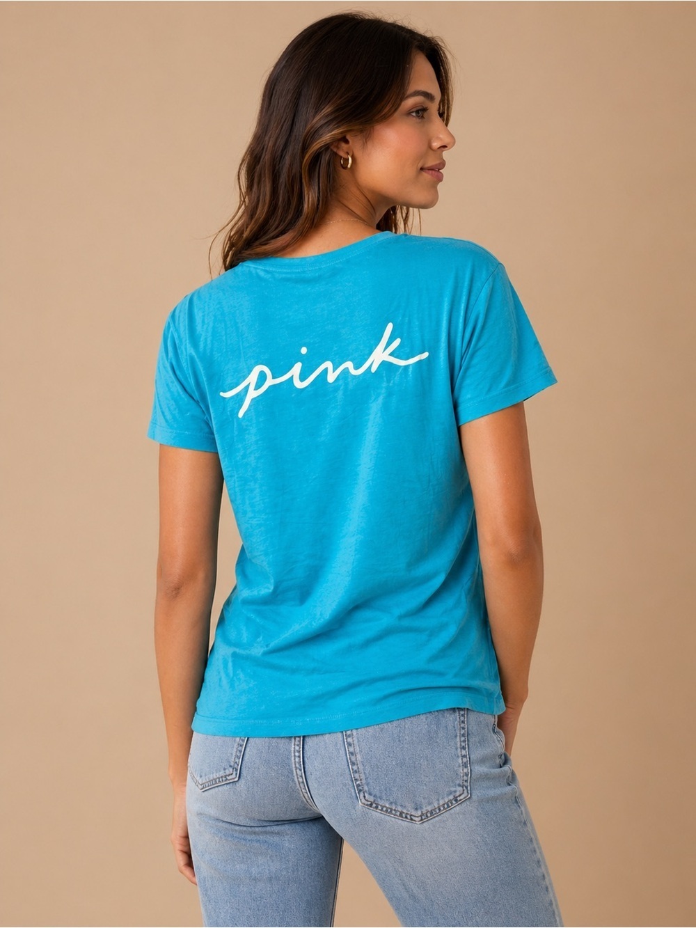 PINK Victoria’s Secret Blue Logo Tee Size XXL Casual Graphic Shirt